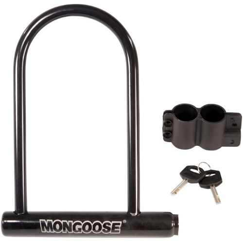 Black Mongoose large bike u-lock with 2 keys and mounting bracket
