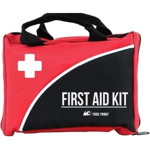 Red and black compact first aid kit