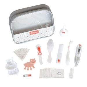 American Red Cross first aid kit for baby with all items on display