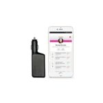 bay alarm in-car medical alert device and screenshot of mobile app