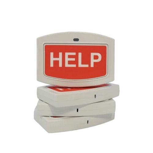 stack of 4 bay alarm wall help buttons with white letters on red background