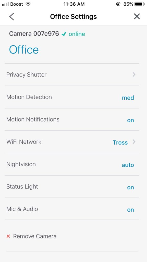 simplisafe phone app settings screen