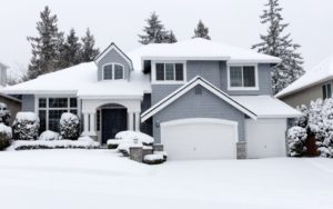 Snowy suburban home