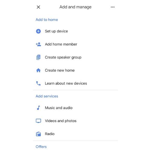 Google Home App Add And Manage Screen