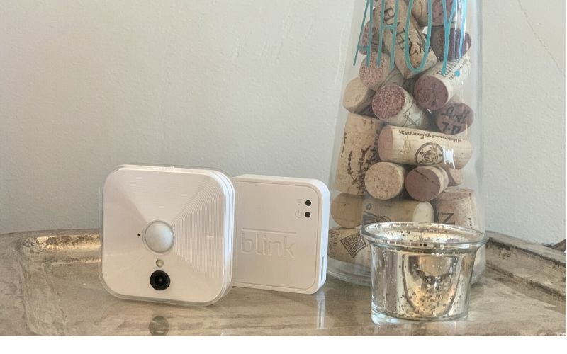 Blink indoor camera and sync model on end table