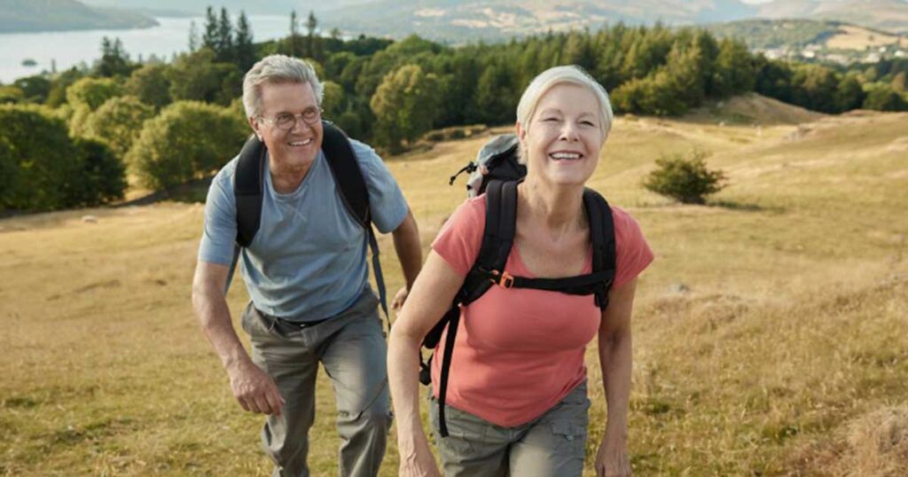 senior couple hiking