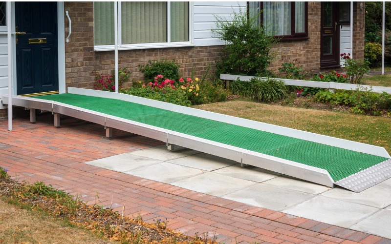 wheelchair ramp leading to home