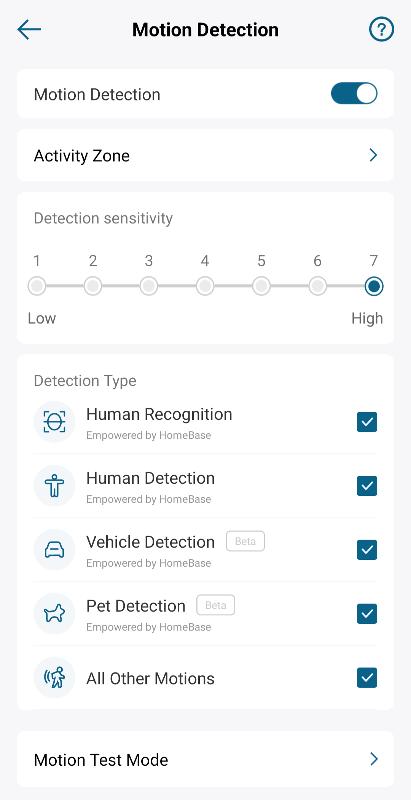 EufyCam 3 motion detection settings