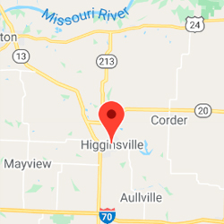 Geographic location of Higginsville, MO