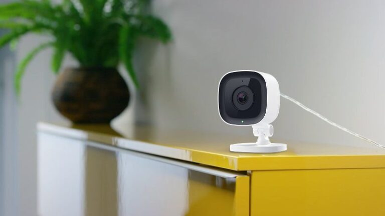 TELUS indoor security camera on a shelf