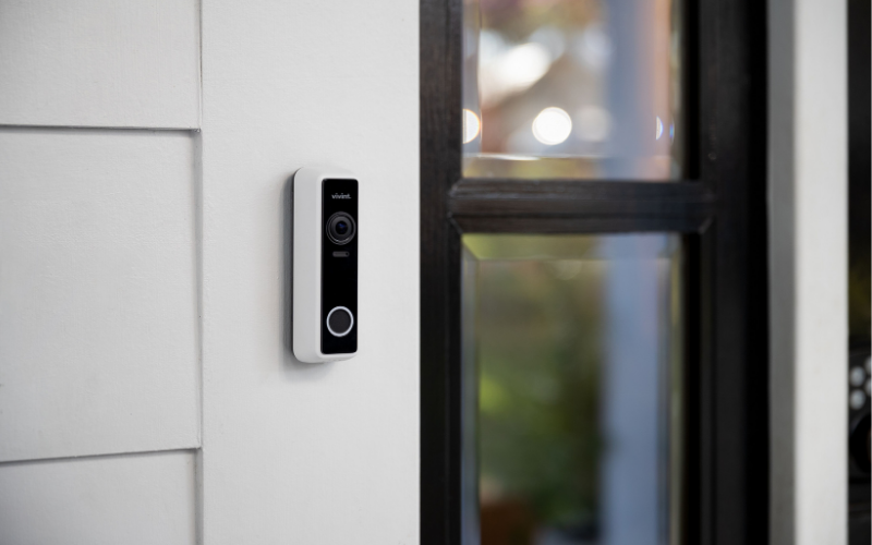 Vivint Video Doorbell on doorframe