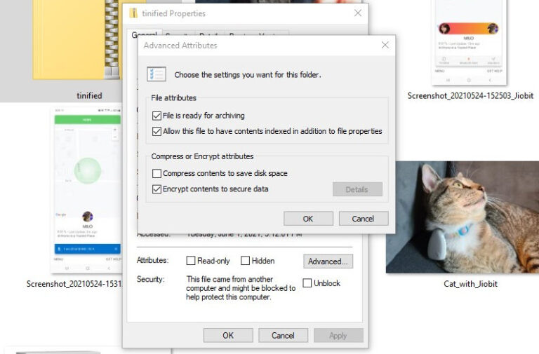 screenshot of locking a folder