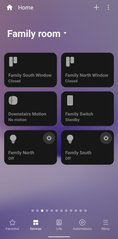 SmartThings Devices tab
