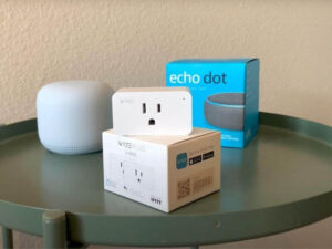 Smart home devices in boxes