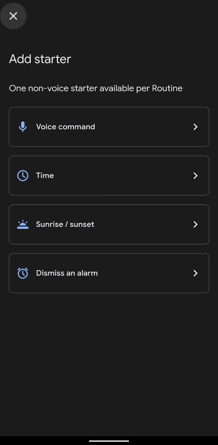 Google Assistant new routine, step 1
