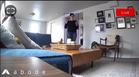 Home security expert Celeste Tholen testing the Abode Cam 2's image quality and live stream feature.