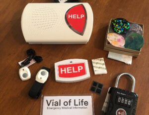 SafeWise tested the Bay Alarm Medical in-home cellular equipment, including the base station, wall button, wearable buttons, and accessories.