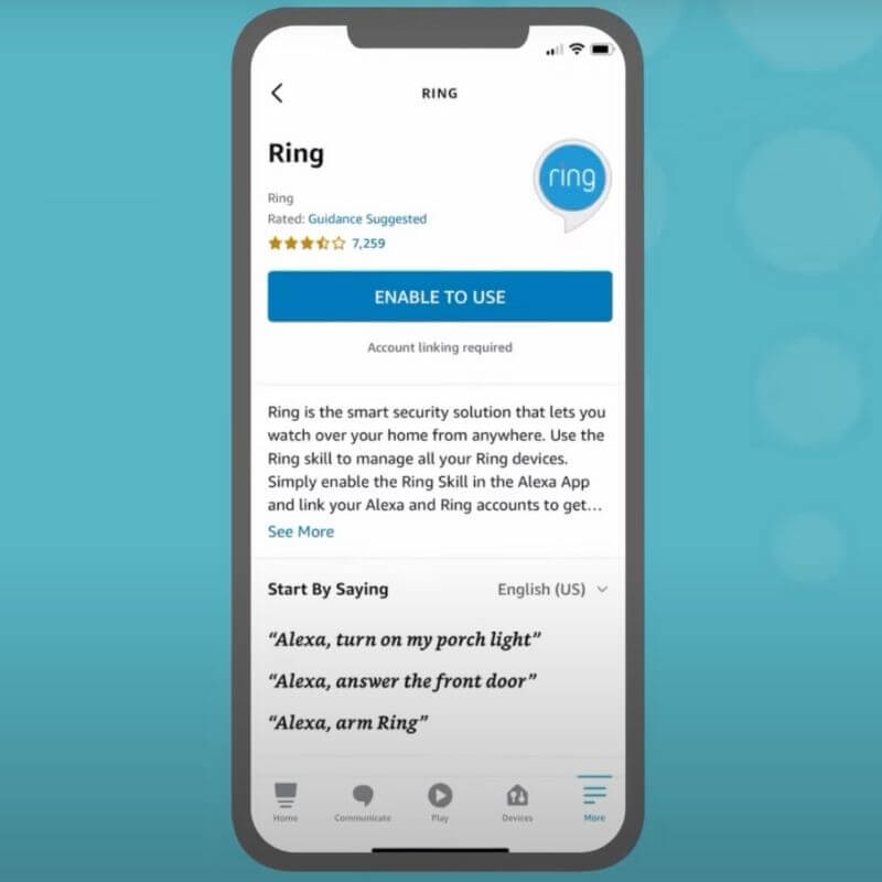 Alexa App Enable Ring Skill screenshot