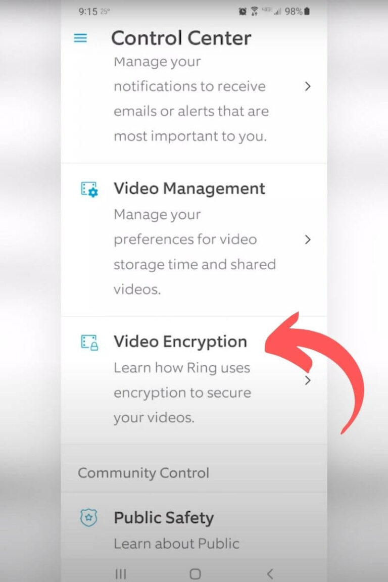 Ring App video encryption screenshot