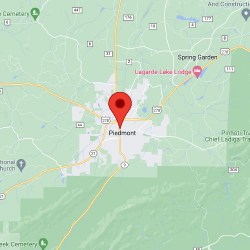 Google map marking Piedmont, Alabama