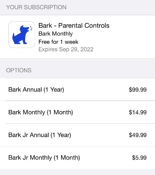 Kolik stojí aplikace Bark?