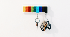 Keychains hanging from wall hanger