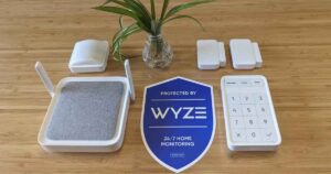 wyze home monitoring system on desk