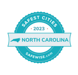 North Carolina's safest cities badge.