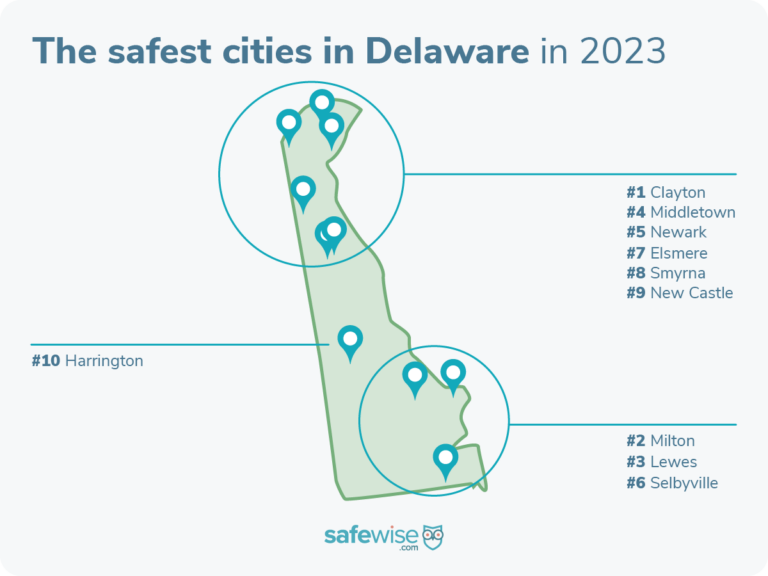 Delaware's 10 Safest Cities map