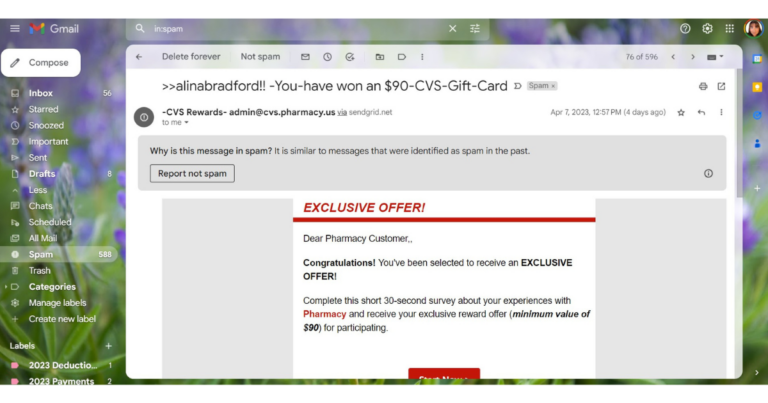 This phishing scam is someone posing as CVS.