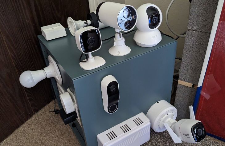 TP-Link cameras set up on our testing box