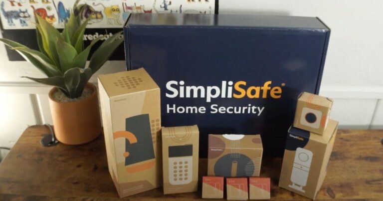 SimpliSafe security system in boxes.
