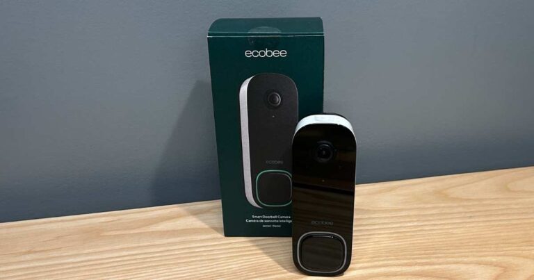 ecobee doorbell on table with box