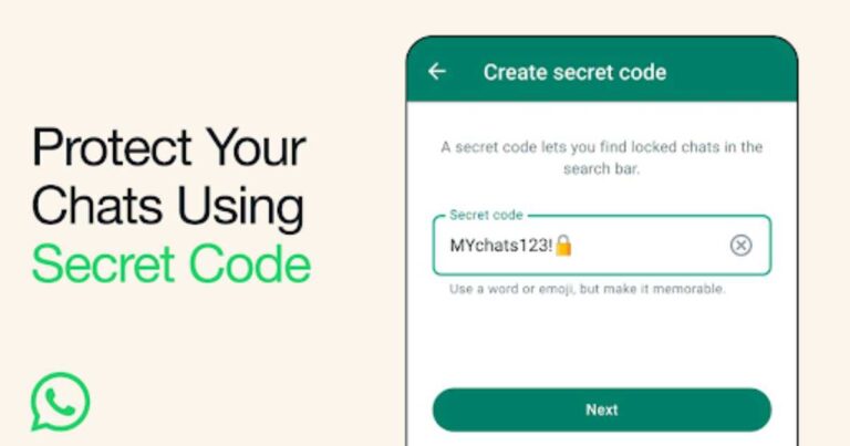 Screenshot showing example of WhatsApp secret code feature.