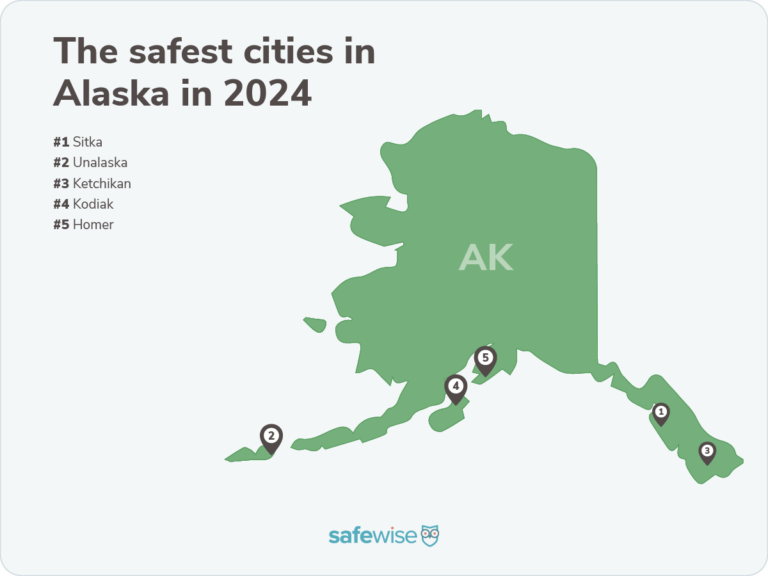 Map of Safest Cities in Alaska 2024