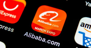 Sankt-Petersburg, Russia, May 10, 2018: Alibaba application icon on Apple iPhone X smartphone screen close-up. Alibaba app icon. Alibaba.com is popular e-commerce application. Social media icon