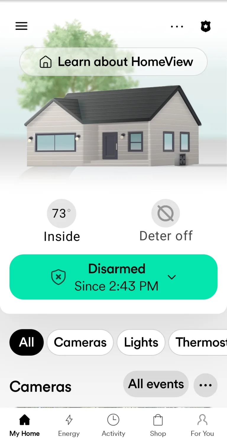 Vivint HomeView on the app.