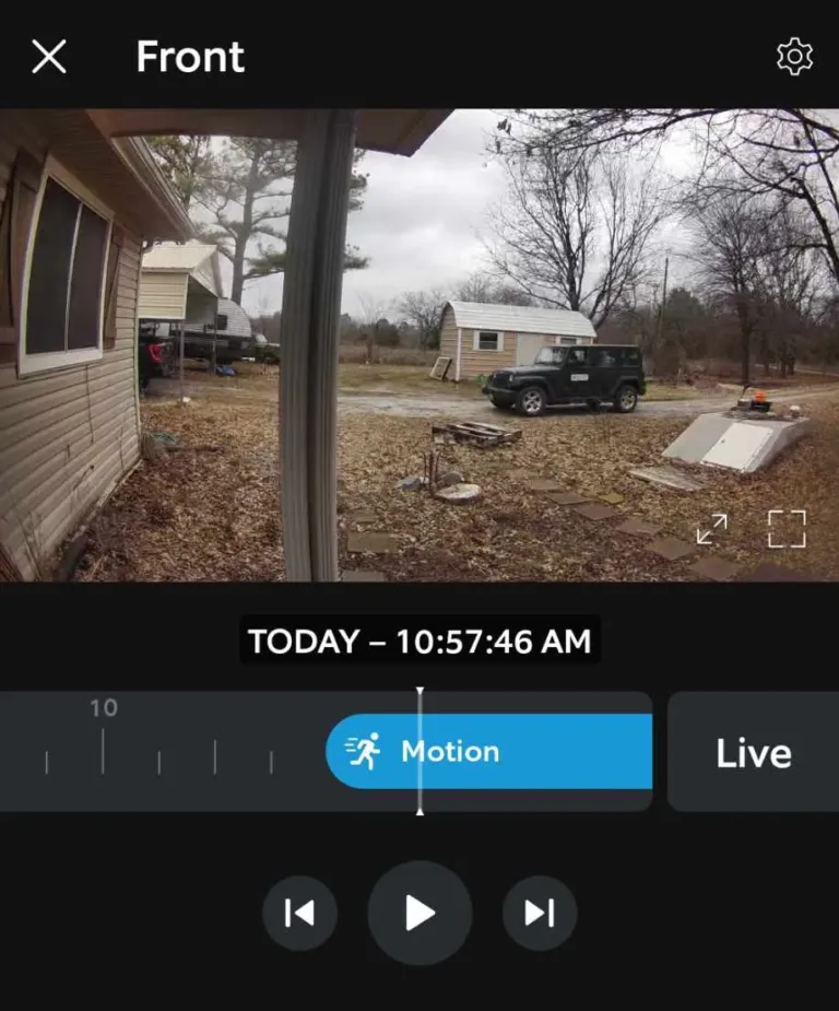 Ring app showing camera footage