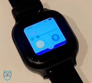 Close-up of Gabb Watch settings screen with Safewise logo overlay