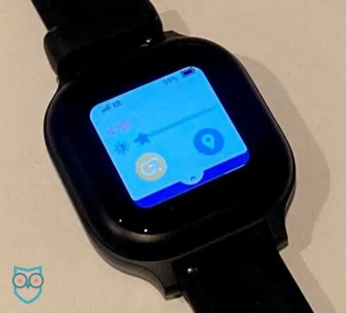 Close-up of Gabb Watch settings screen with Safewise logo overlay