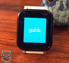 Start screen of the Gabb Watch 3e with Gabb logo