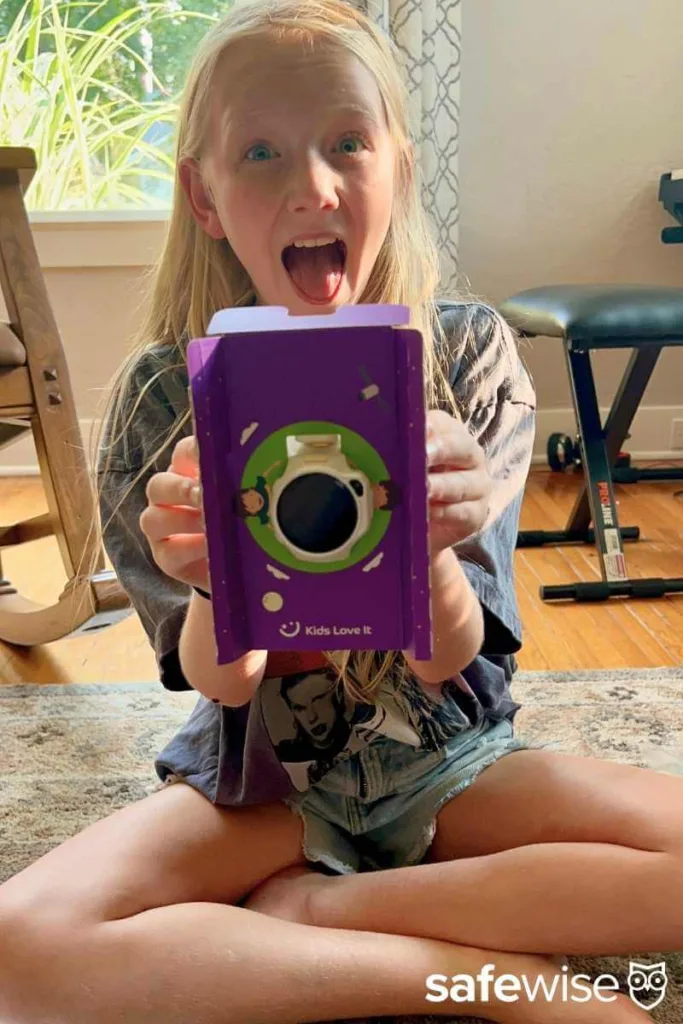 One of our kid testers - excited to unbox the myFirst Fone R2!
