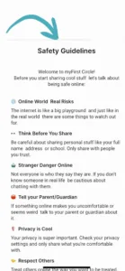 A screenshot of myFirst Circle's safety guidelines.