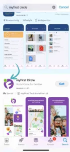 A screenshot showing what the myFirst Circle app looks like in the app store when you go to download it on iOS.