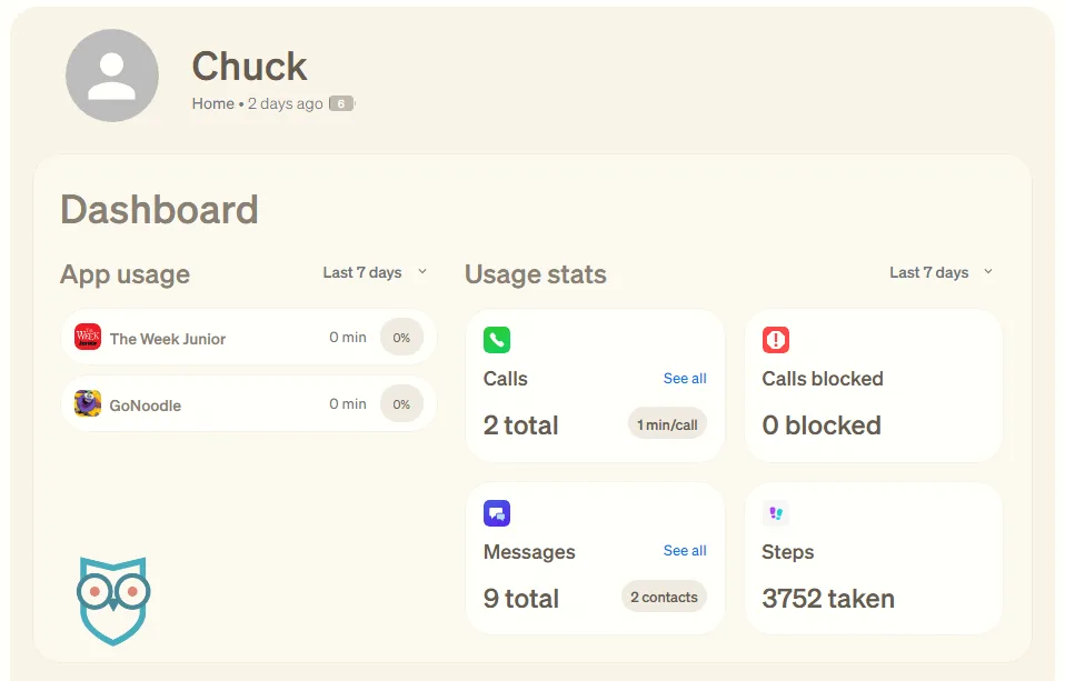Browser-based parent dashboard for COSMO JrTrack5