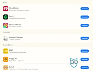 Partial list of COSMO JrTrack5 apps