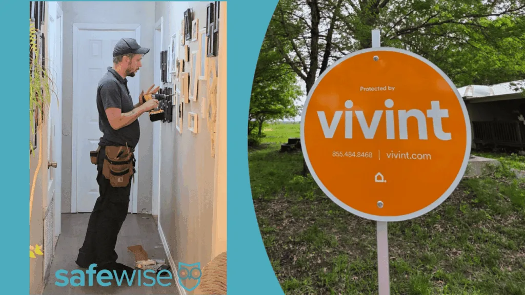 Vivint sign and Vivint installer adding equipment to home.