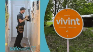 Vivint sign and Vivint installer adding equipment to home.