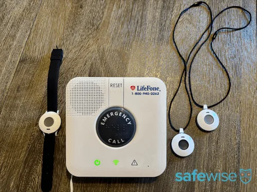 LifeFone At-Home Cellular base station and wearable pendants