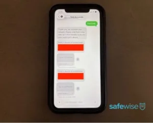 LifeFone text-to-locate messages displayed on iPhone